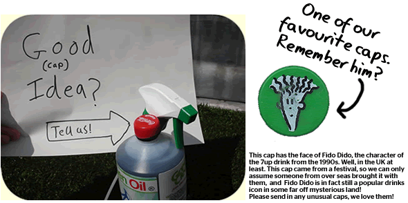 Pic of Green Clean with Coca Cola cap on from facebook. Also a pic of a Fido Dido bottle cap